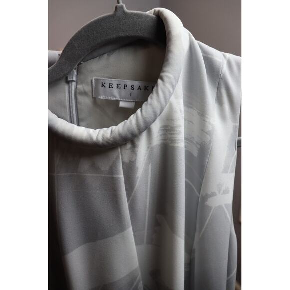 Keepsake Sun Up Grey Brushstroke Mini Dress Size Small Swing - Picture 5 of 5